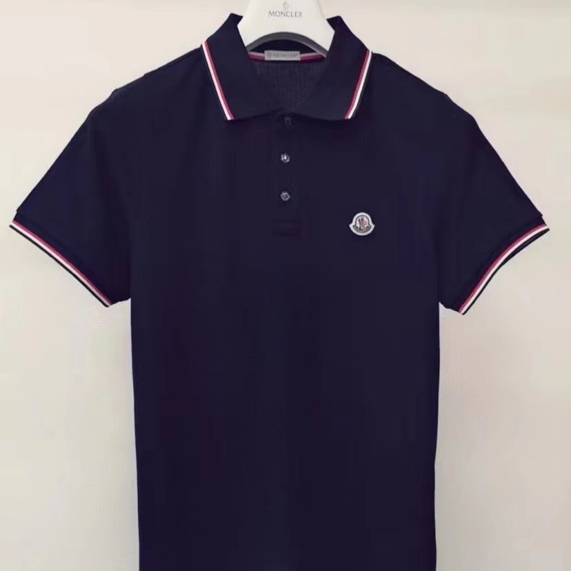 未使用 MONCLER 25春夏经典领条纹胸口logo短袖polo衫8A70300