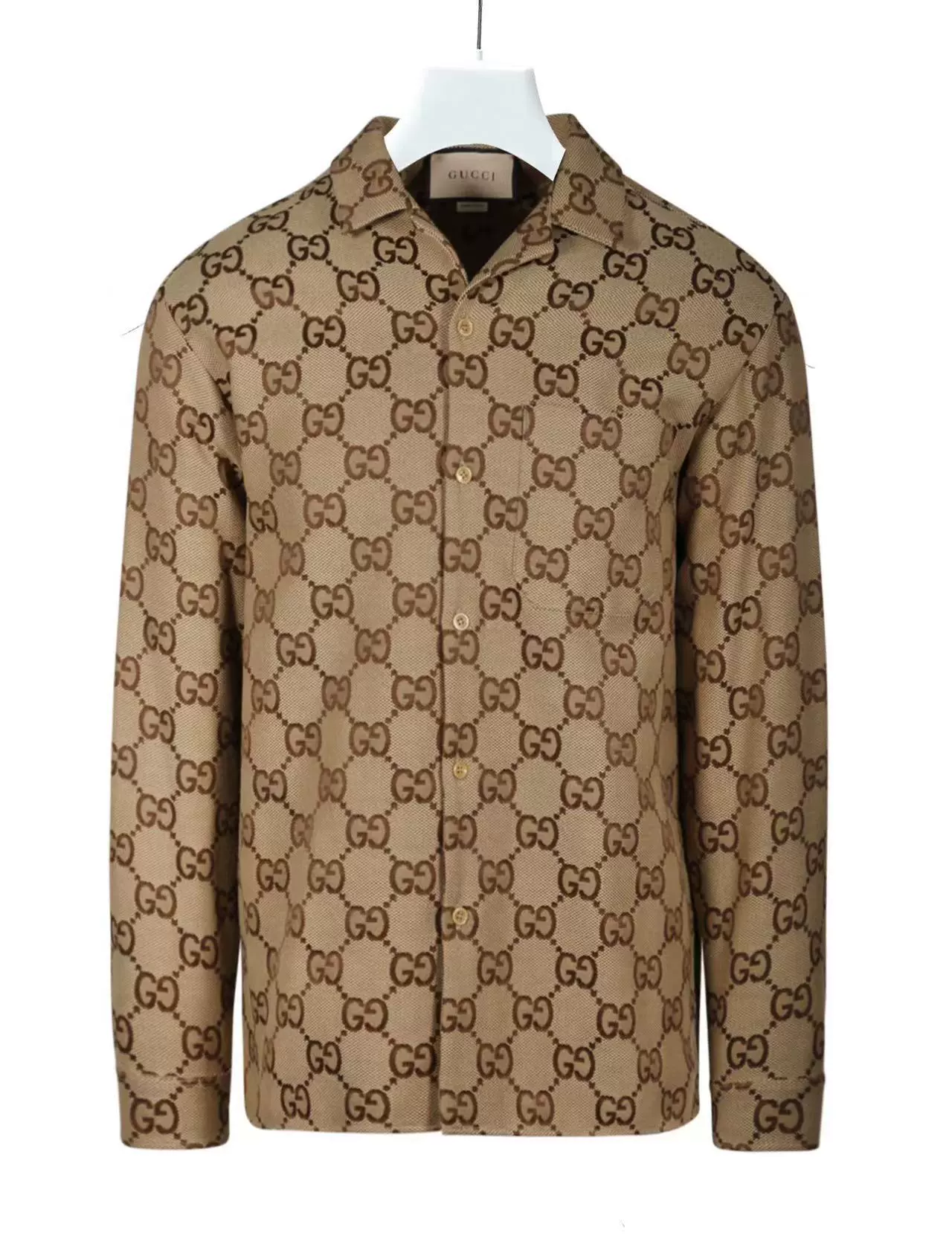 全新未使用 GUCCI/古驰 M  24满身双G老花Logo 衬衫 衬衣 770426