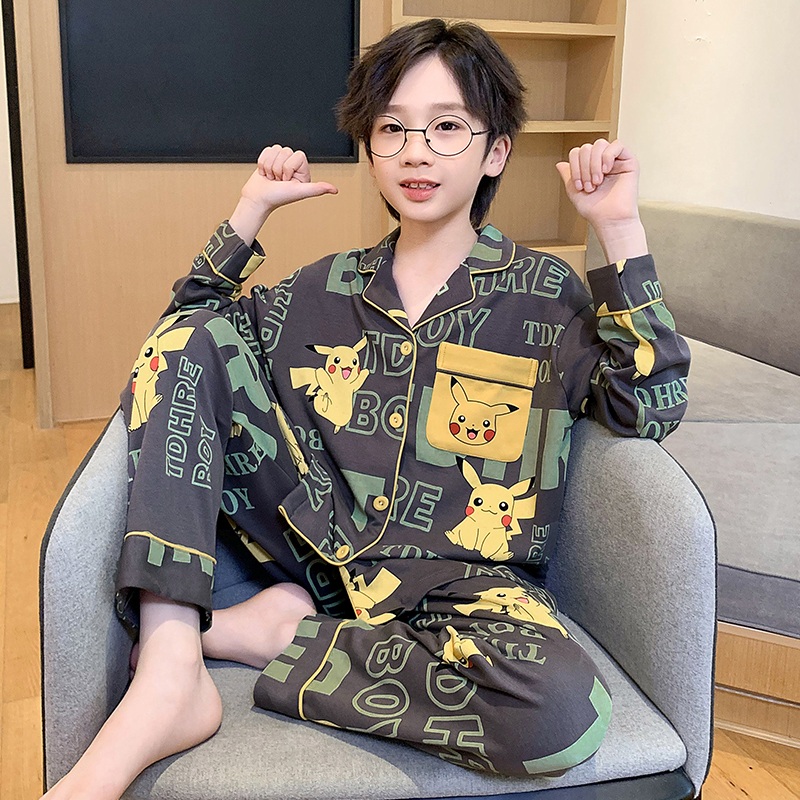 YUZHAOLIN/俞兆林时尚卡通长袖开衫款男童纯棉春秋季居家睡衣套装