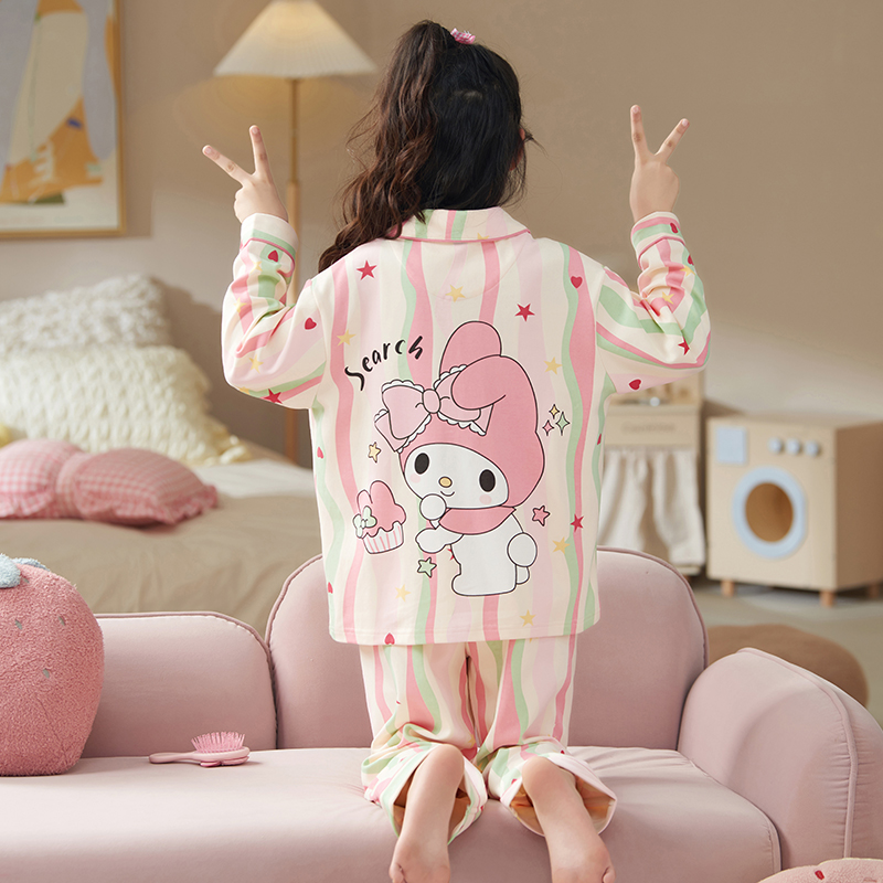 YUZHAOLIN/俞兆林秋装可爱纯棉家居服大童女生公主风翻领长袖睡衣