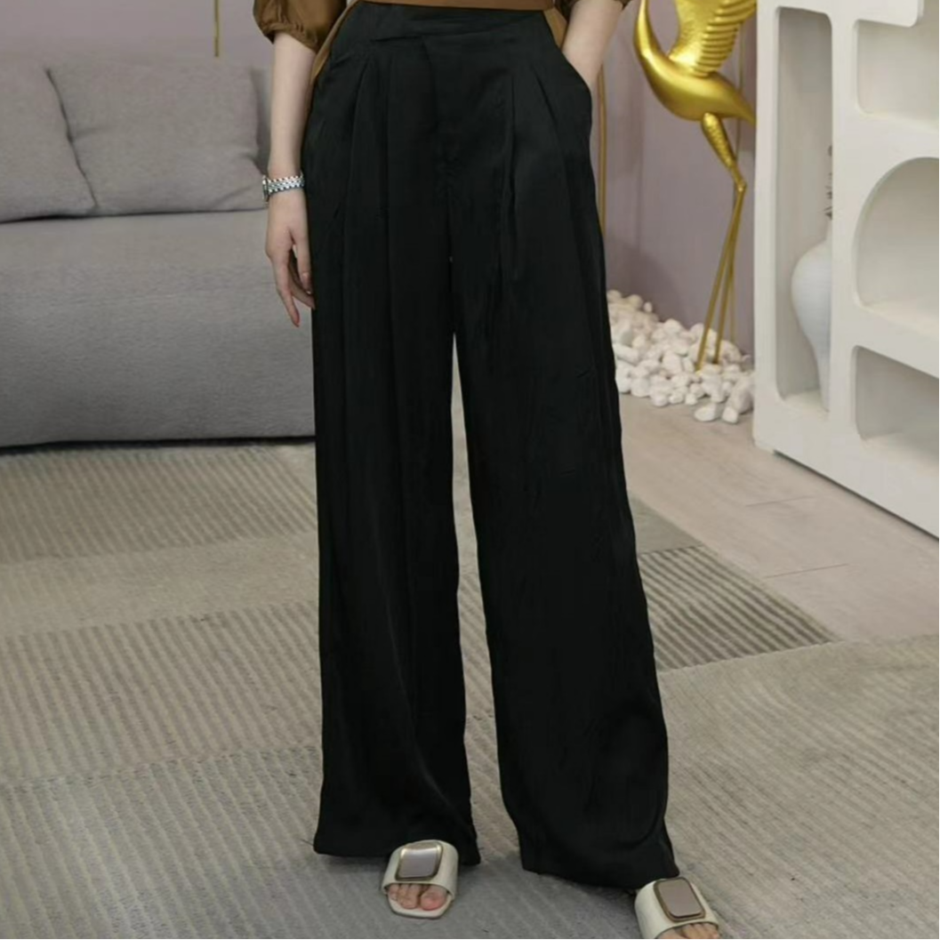 2026夏季新款【1986】气质时尚高腰百搭遮肉显瘦黑色直筒裤