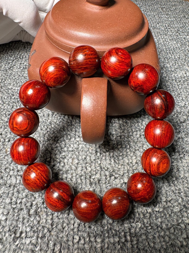 印度小叶紫檀1.5规格15颗无科技无胶膜高端文玩佛珠手串