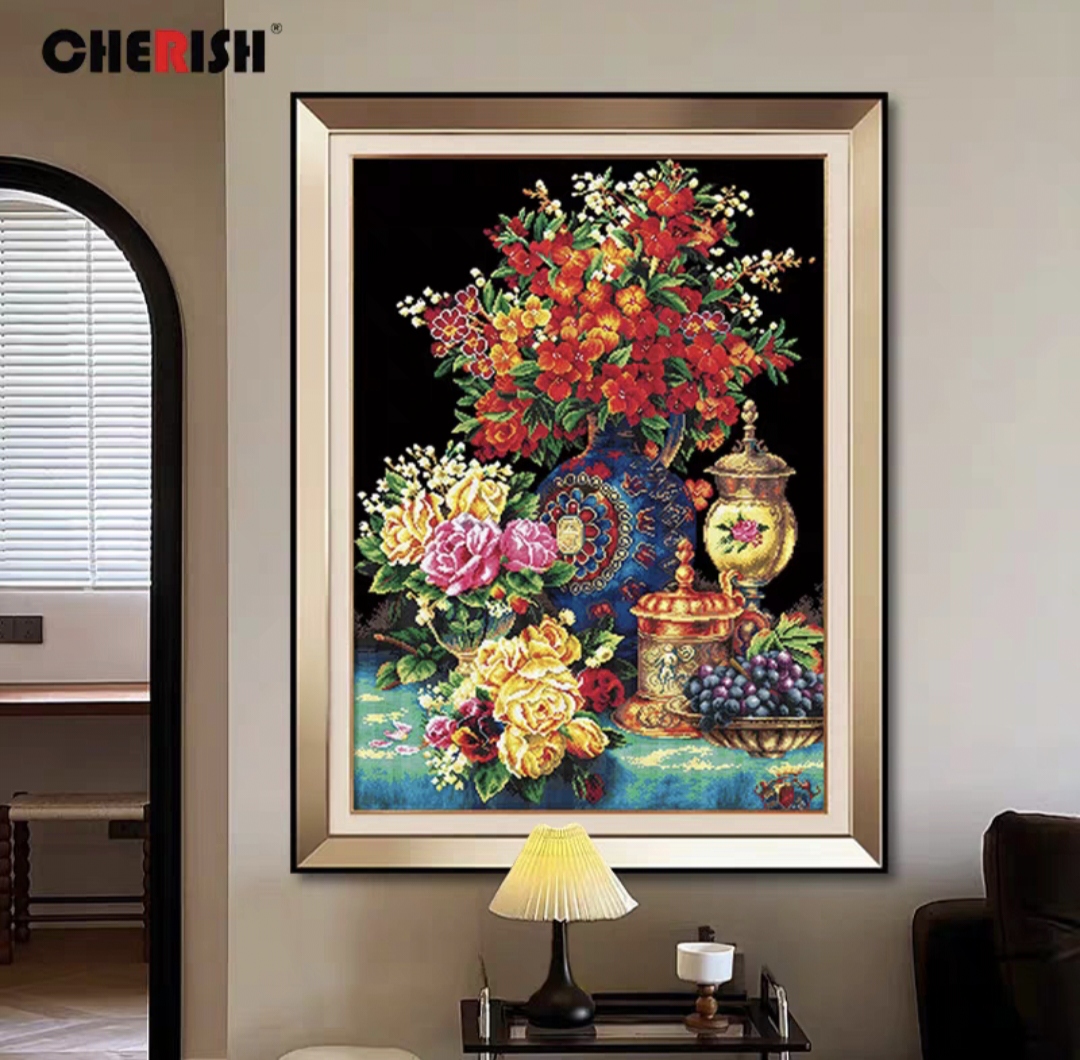 珍爱工艺~古典花瓶~十字绣