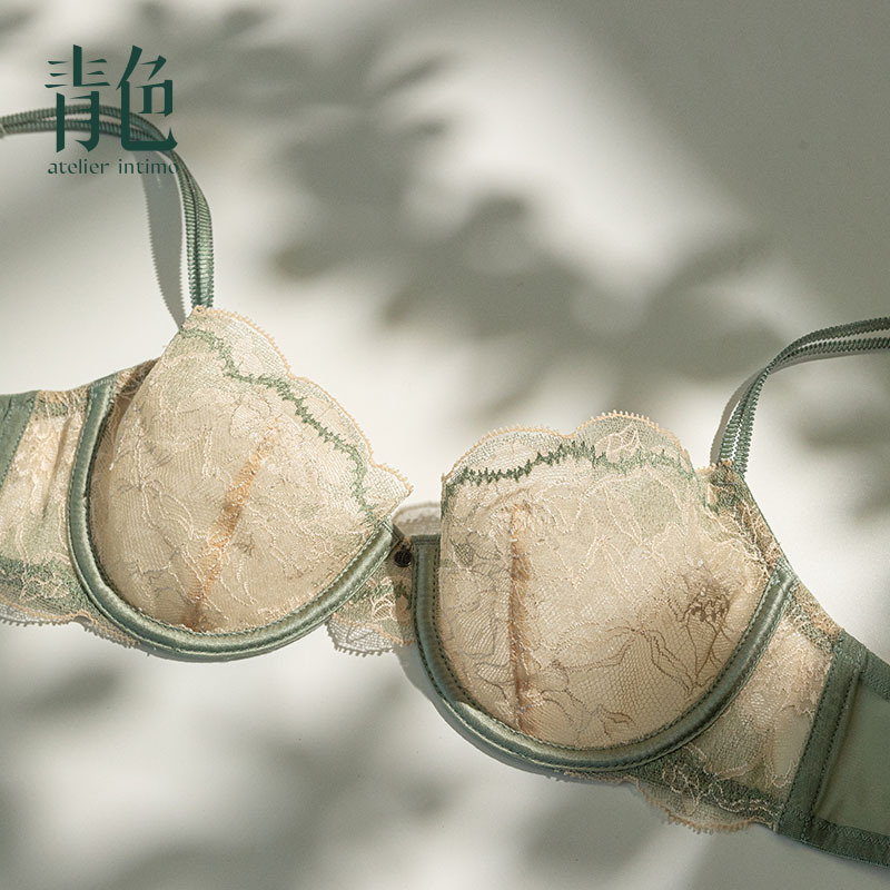 atelier intimo/青色【祝馀3/4杯】列维斯蕾丝舒适聚拢内衣女文胸