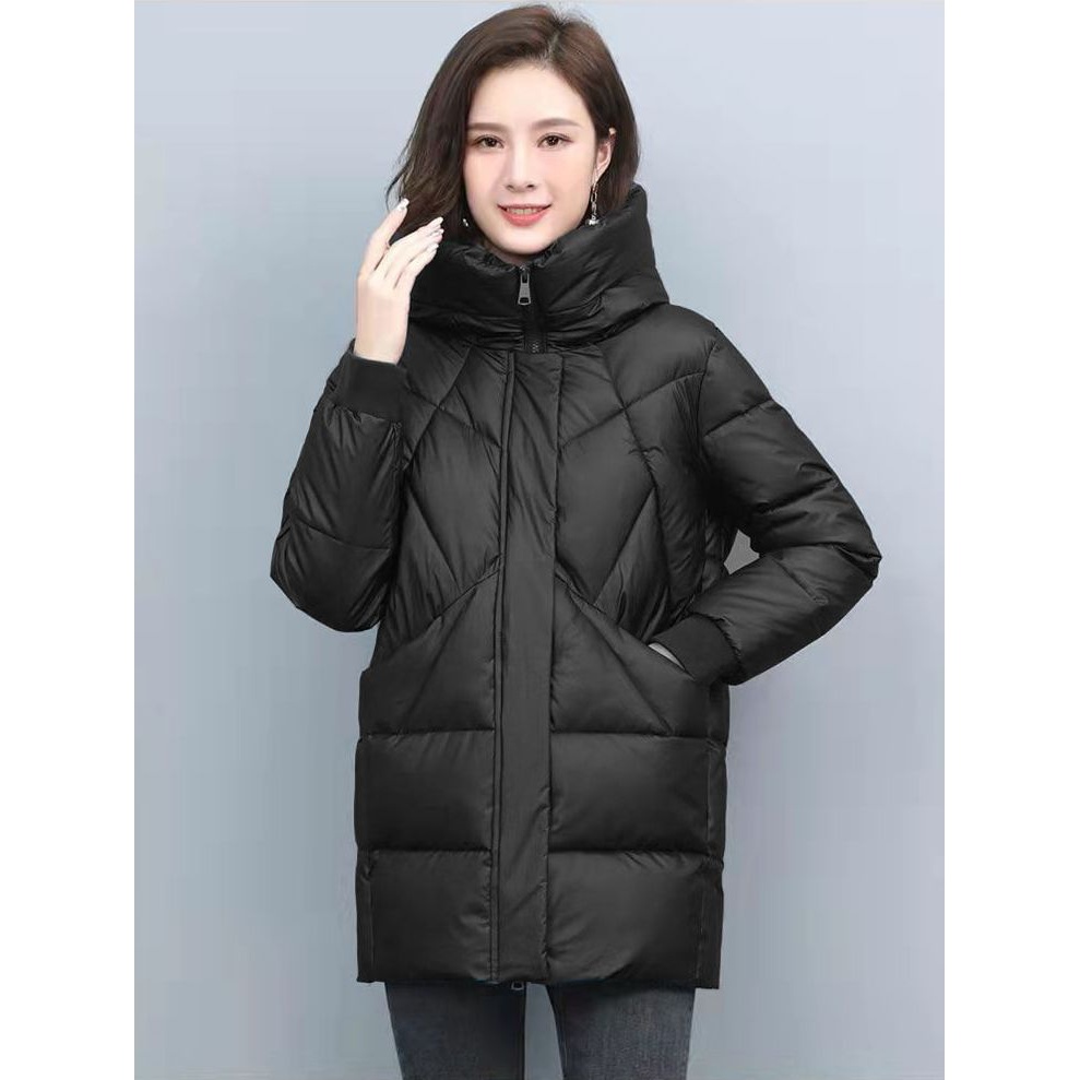 波司澄连帽棉衣女中长款2023冬装新款加厚棉袄大码韩版保暖棉服外