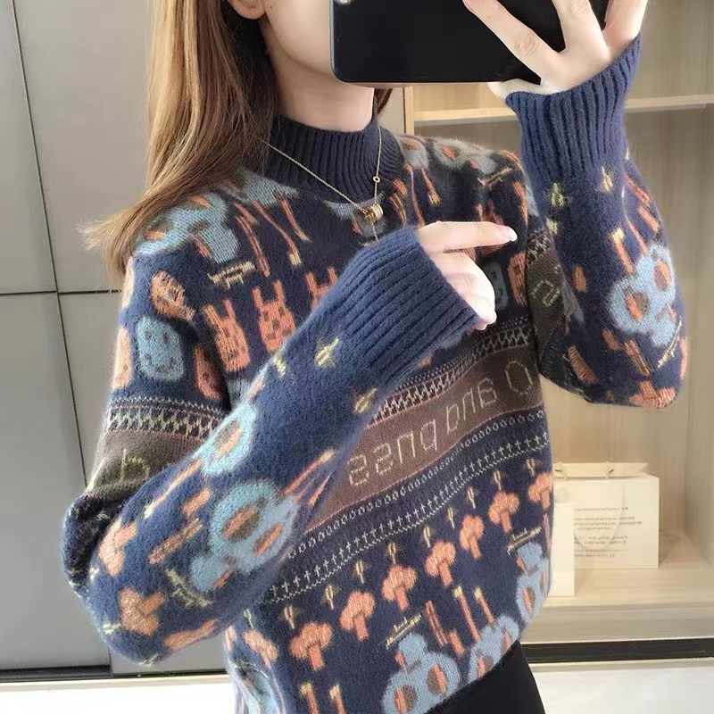 M【小蚂蚁】加厚套头针织衫宽松显瘦长袖针织衫