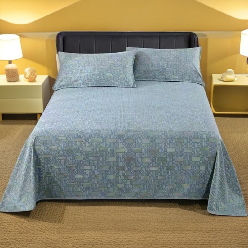 高支高密水洗斜纹棉床单三件套【五福临门】