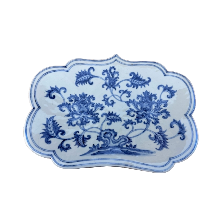 陶瓷工艺品摆件中式青花瓷枕手工蓝色花纹缠枝回流瓷釉下彩