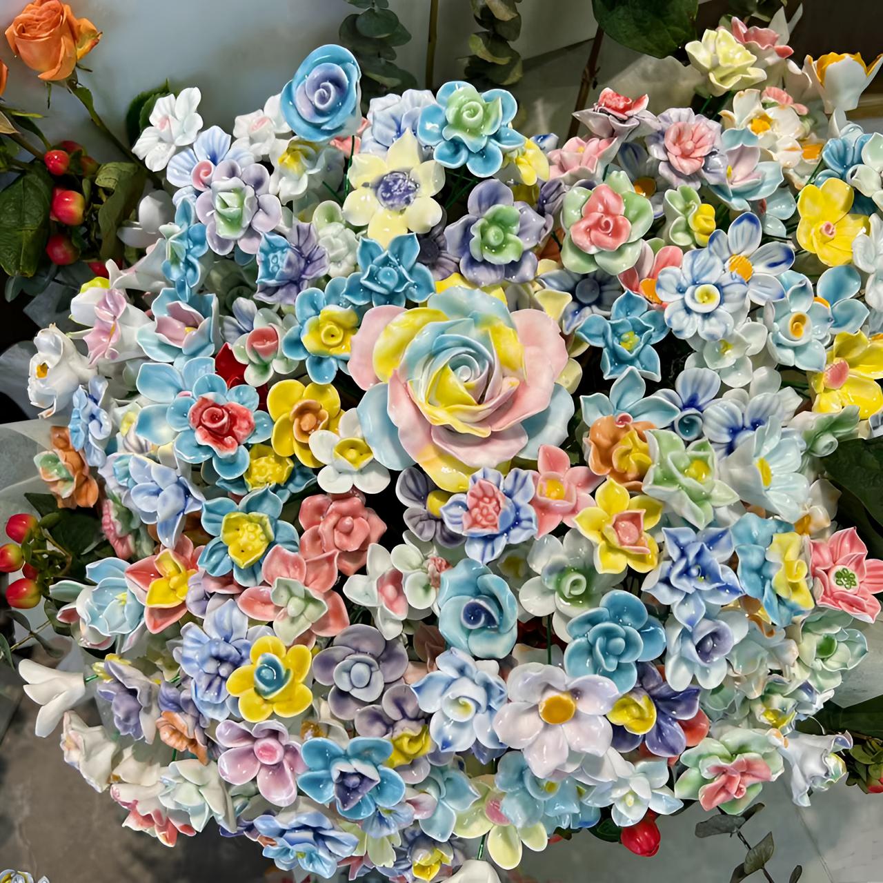 景德镇陶瓷花手工瓷花桌面摆件防过敏永生花造景花送闺蜜生日礼物