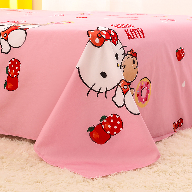 三丽鸥Kitty纯棉斜纹学生加厚床单印花被单各种粉色Kitty不挑花色
