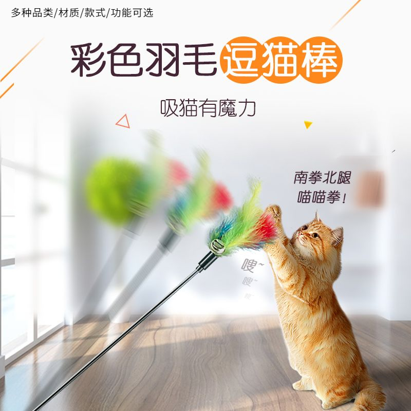 小型逗宠棒逗猫棒宠物猫咪用品幼猫狗逗兔子自嗨玩具吸引耐咬彩色