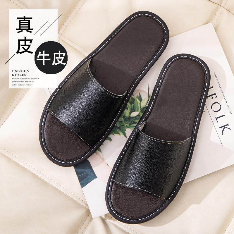 【头层牛皮】真皮凉拖鞋男女情侣室内外家用防滑实心底居家皮拖鞋夏