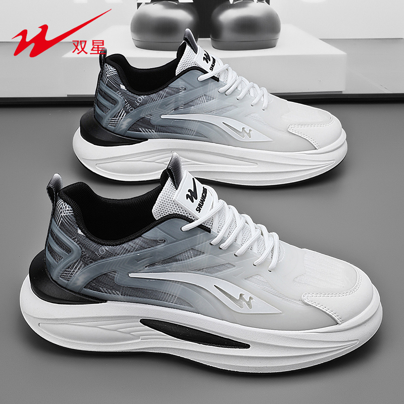 双星2025夏季男鞋透气薄款旋钮扣免系带运动休闲百搭网面跑步潮鞋