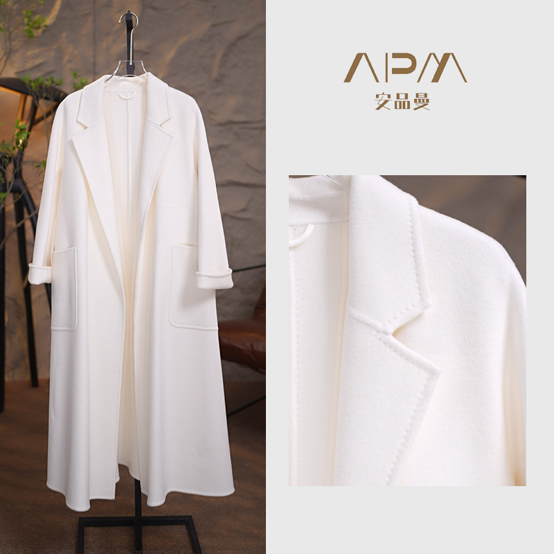 9505款 15%山羊绒大衣【经典长款】时尚不挑人长款白色高贵气质高级