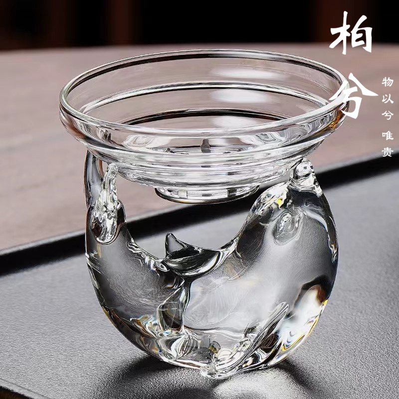 水晶茶滤玻璃茶叶过滤网茶漏器套装创意茶具不锈钢零配件可爱