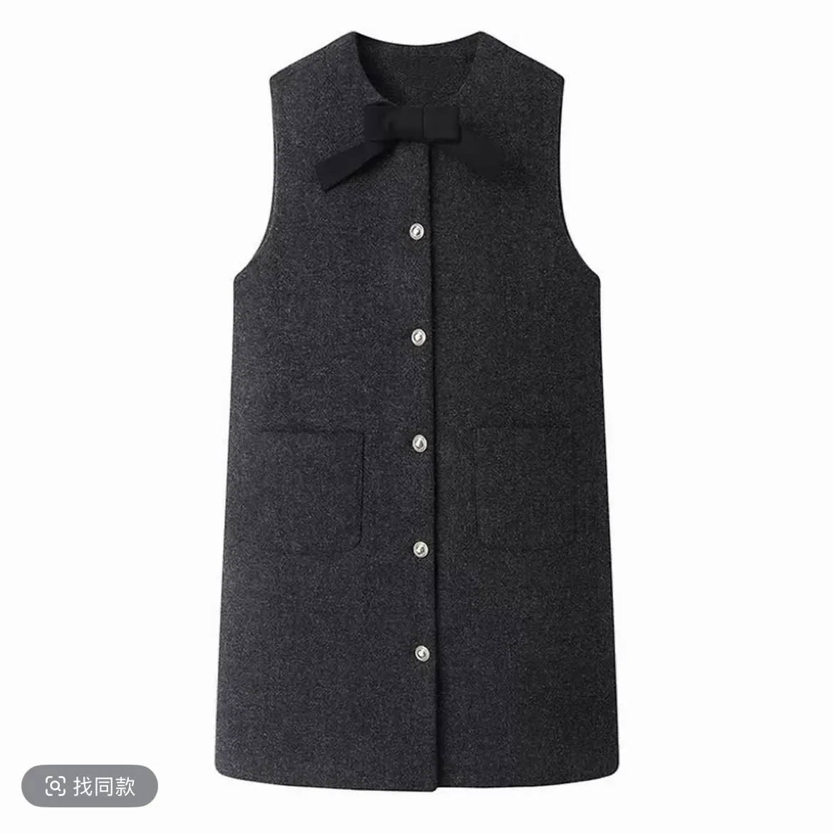 法式小香风蝴蝶结圆领无袖背心裙冬季新款高级感显瘦连衣裙