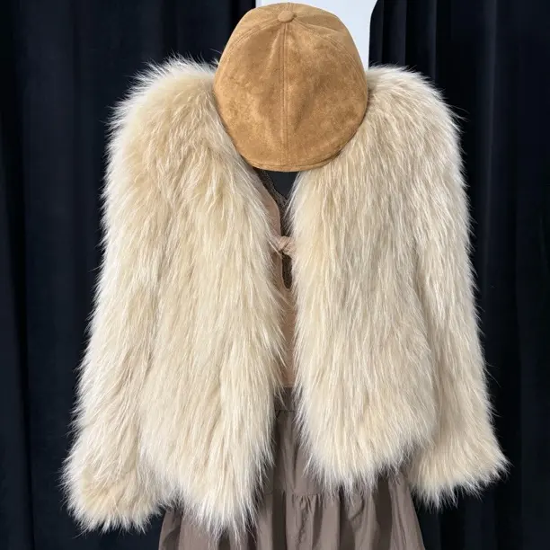 加密加厚双面编织子毛短款时尚皮草外套