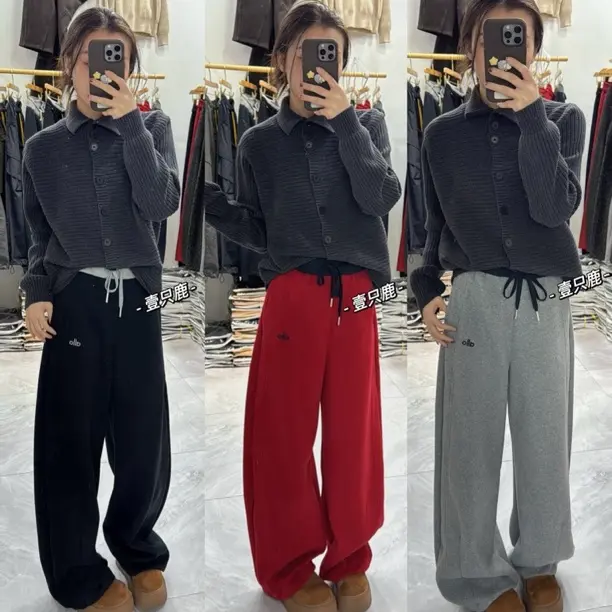 18095韩系加厚不加绒阔版弯刀卫裤（裤长102卡码拍小）