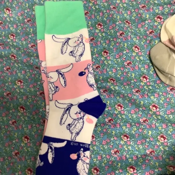 秋冬韩系风格纯棉透气卡通图案中筒情侣袜子