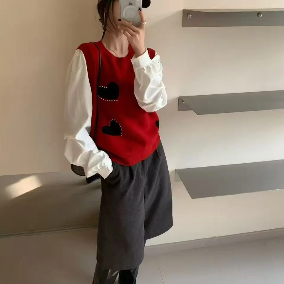 冬季新款慵懒风宽松显瘦圆领针织套头毛衣女式上衣