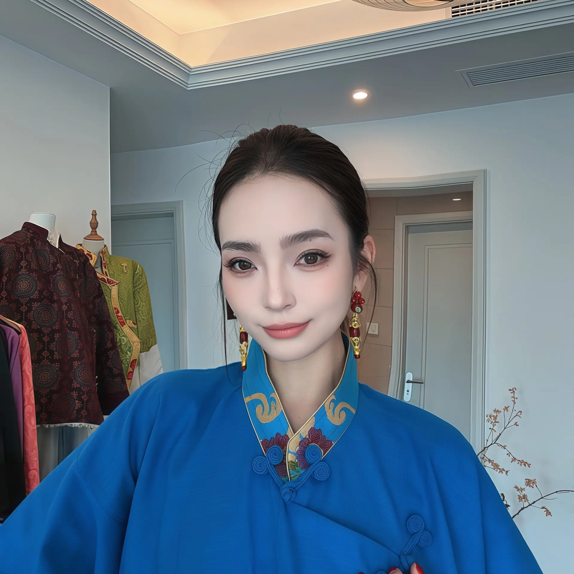 女生藏式傣装中式传统衬衣民族服饰宽松配色领四季可穿衬衣民族风