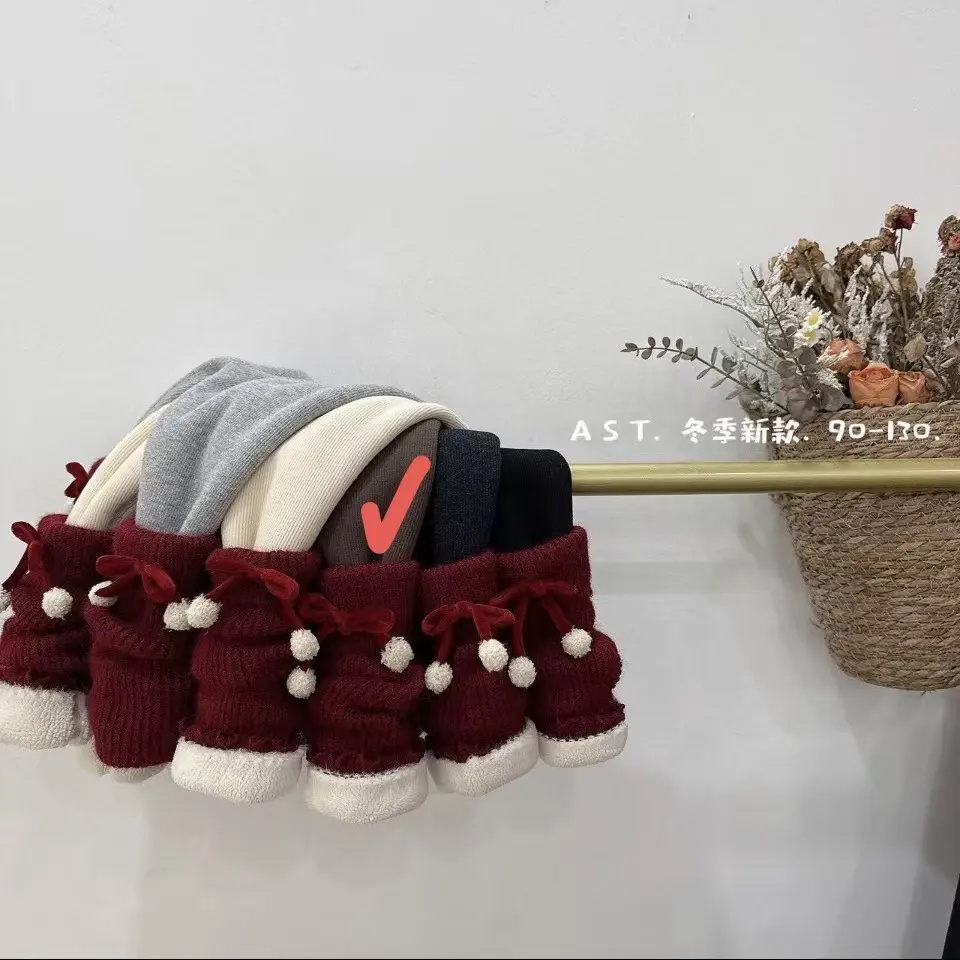 女童冬季加厚三层夹棉波点堆堆休闲风棉裤