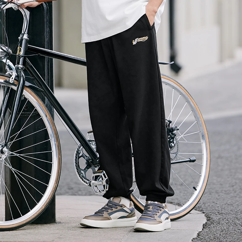 R李宁卫裤直筒LOGO刺绣束脚抗静电保暖宽松百搭运动长裤AKLVH29