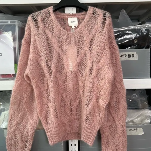 nume 马海毛绞花套头衫慵懒宽松显瘦长袖上衣气质设计感百搭