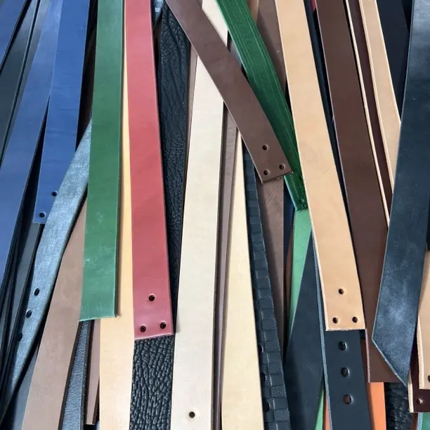 复古风头层牛皮 半成品 打孔铲边无扣头