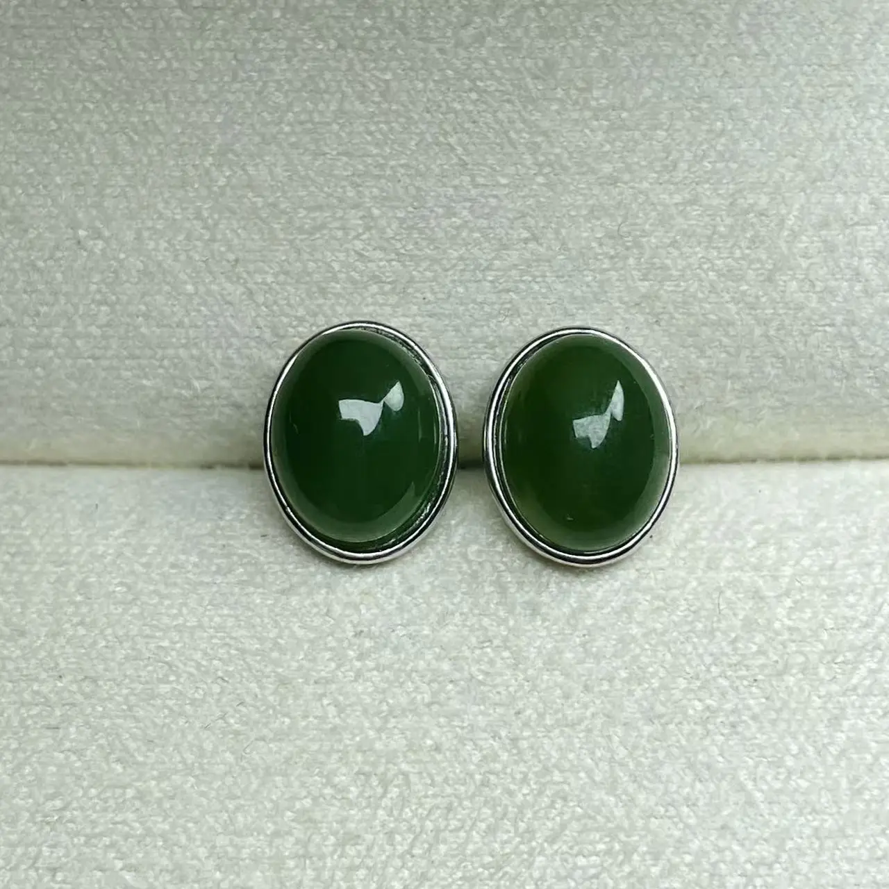 和田玉碧玉S925银镶时尚百搭耳钉颜色多样