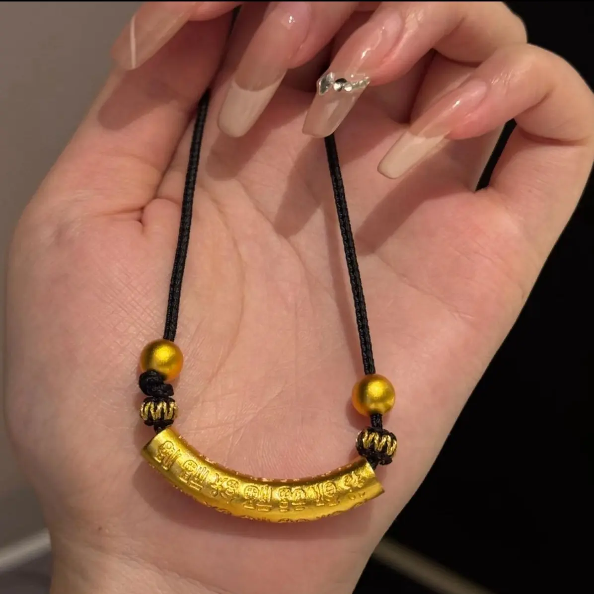 合金手链 合金项链百福弯管吊坠编绳男女精工复古百搭挂坠项坠