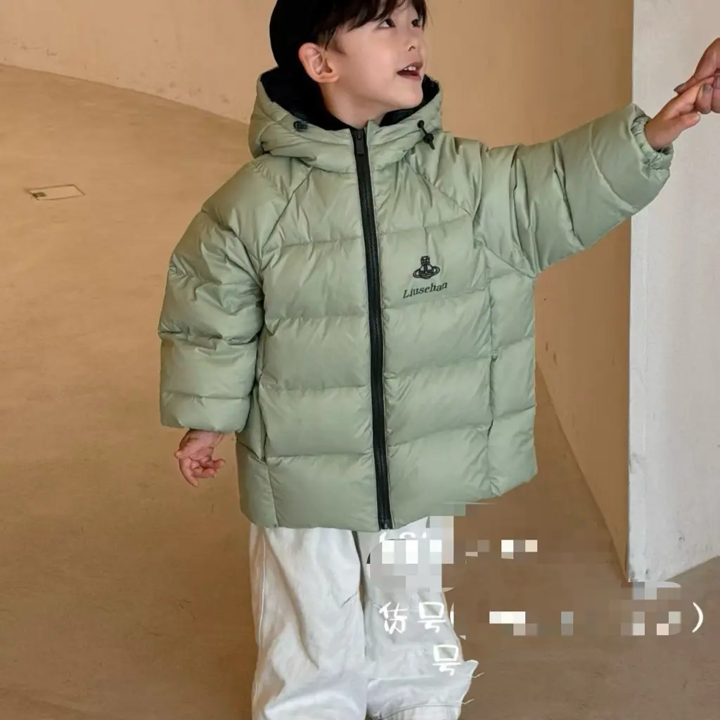 儿童韩系连帽加厚冬季羽绒外套冬装中长款外出