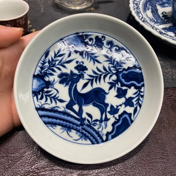 陶瓷中式茶道小鹿缠枝灵芝小壶承家用茶具