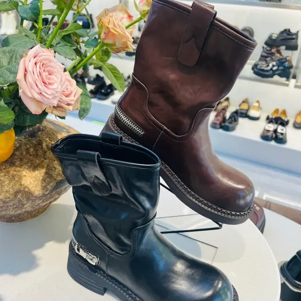 时装靴马靴中筒短靴骑士高筒靴时尚厚底英伦风