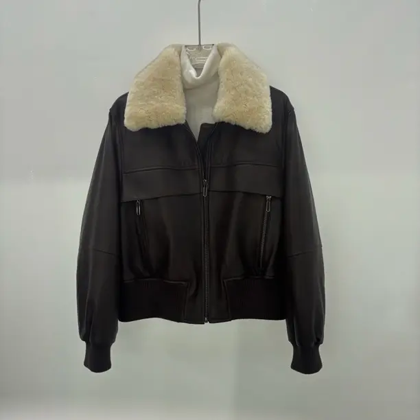 2025短款真皮夹克100%头层植鞣牛皮女士短皮衣上衣黑色休闲韩版