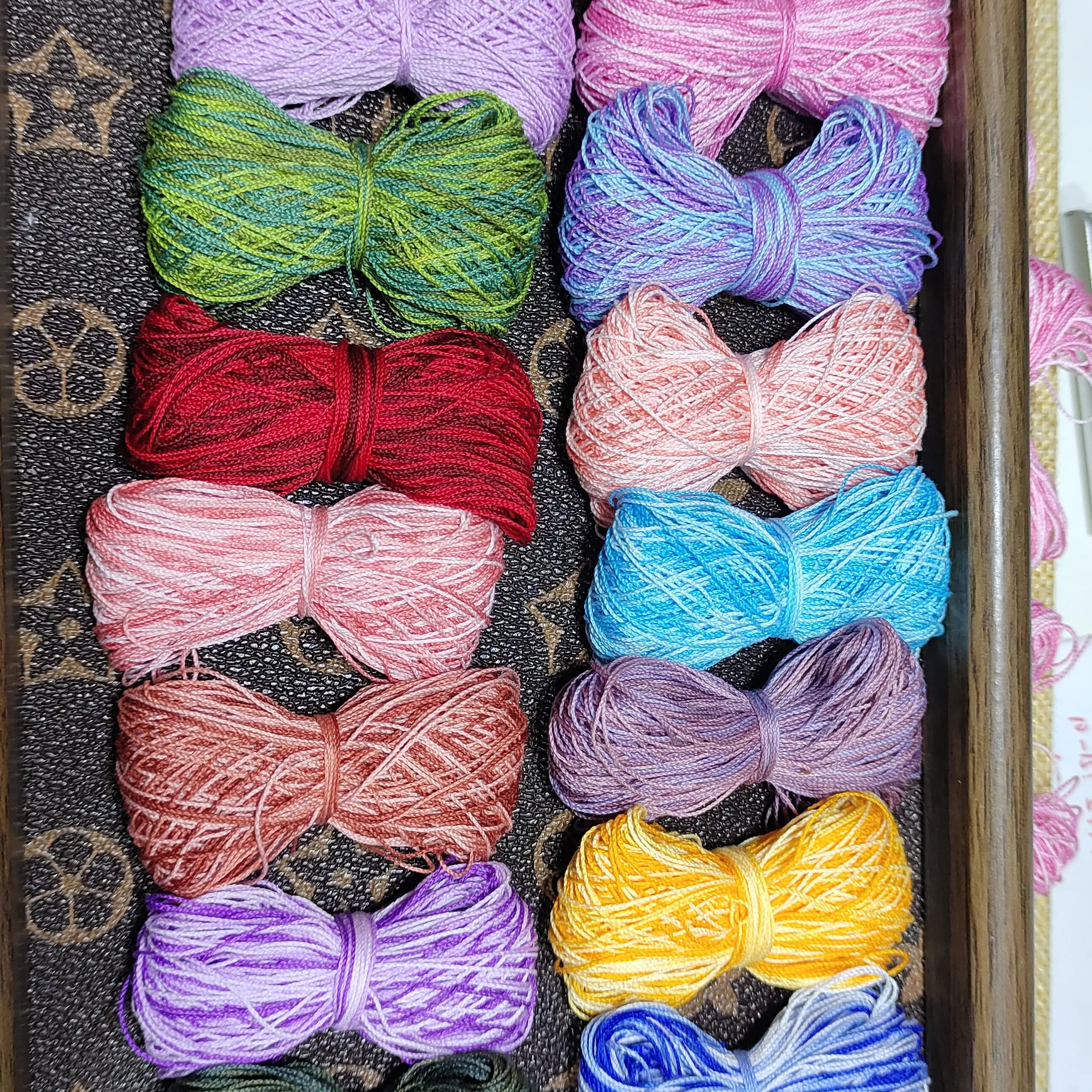 亚麻蕾丝段染线8号刺绣DIY新手体验包大眼手缝针微钩