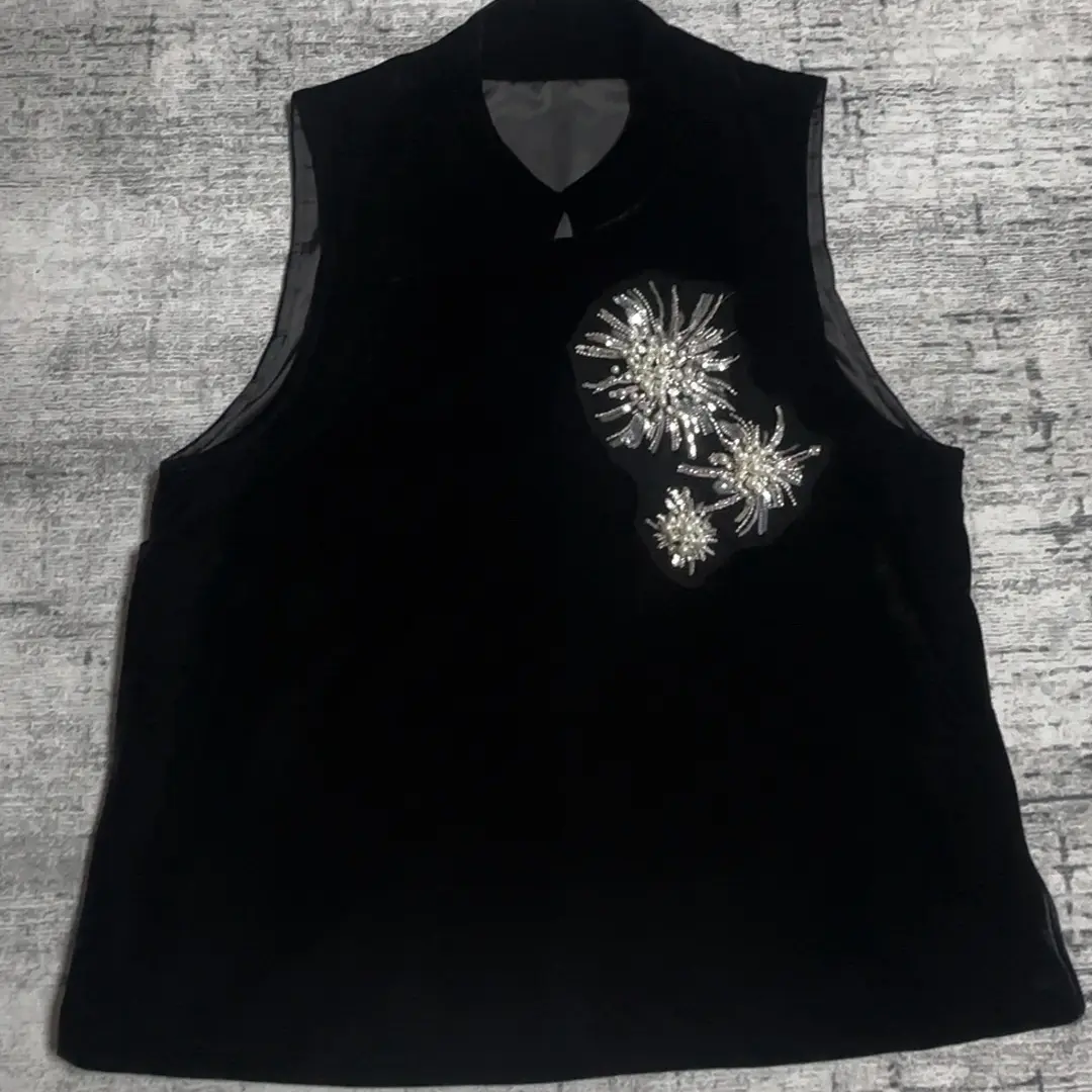 新中式国风小立领醋酸丝绒重工马甲