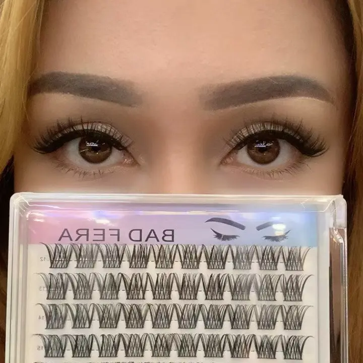 轻欧美风格卷翘浓密免胶单簇假睫毛适合日常网感妆容