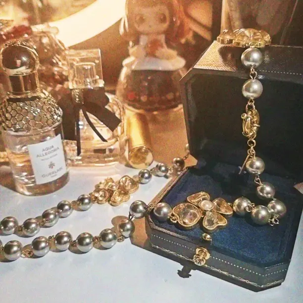 铜玻璃吊坠 原创设计法式复古宫廷百搭女复古珠宝吊坠欧美风项链