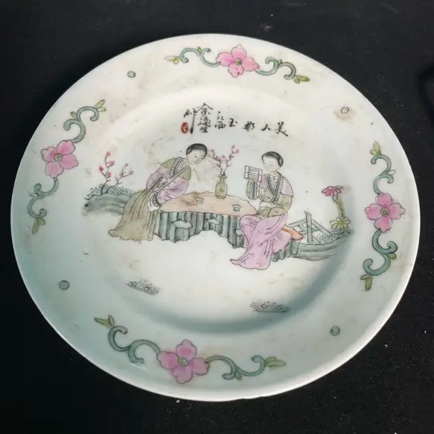 仿古瓷 仿古瓷粉彩人物盘3008