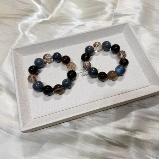 【玄霜】天然茶晶金箔灰月光手串设计款拍两单拍一单发单珠