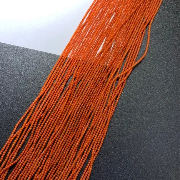 天然南红小米珠链时尚百搭可编制项链半成品，尺寸2.1满色柿子红
