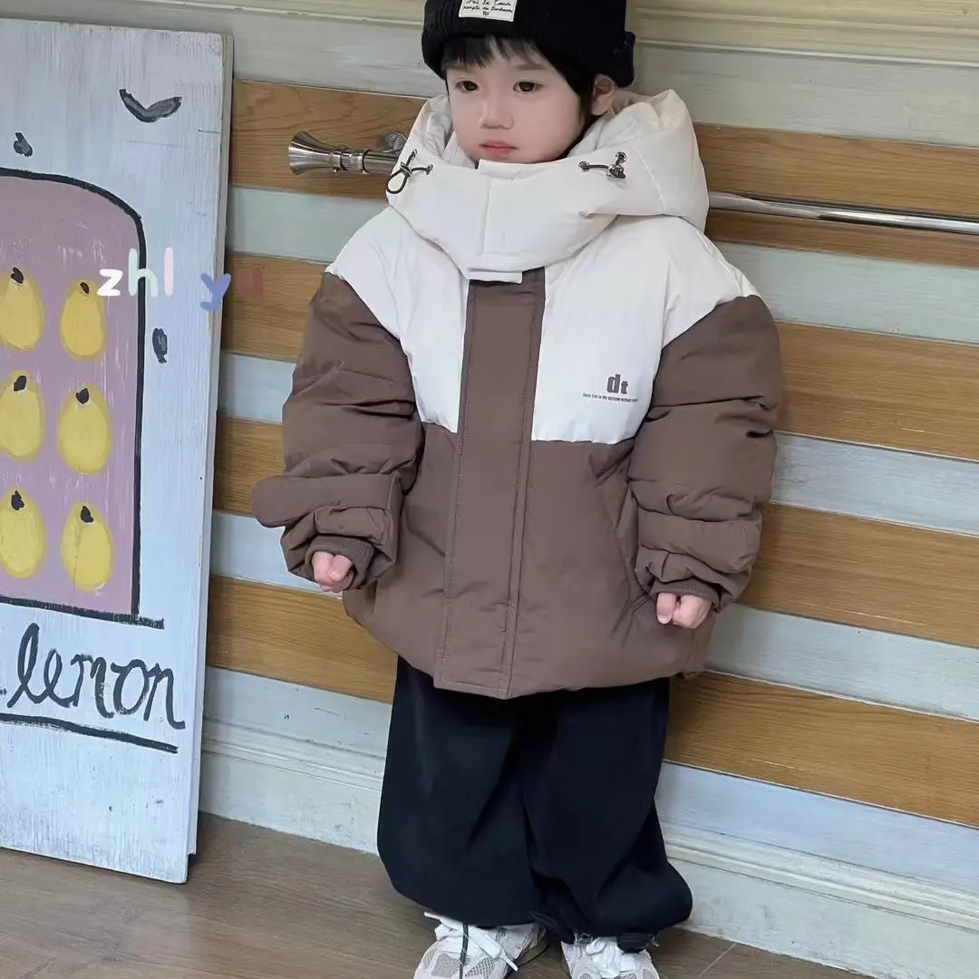 儿童童装冬款冬季外套加绒加厚保暖连帽短款