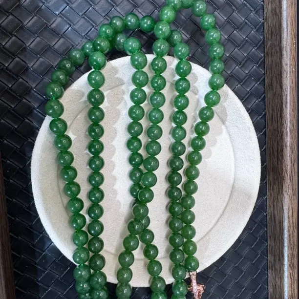 和田玉碧玉卡10mm阳绿妈妈链（多样性发一）