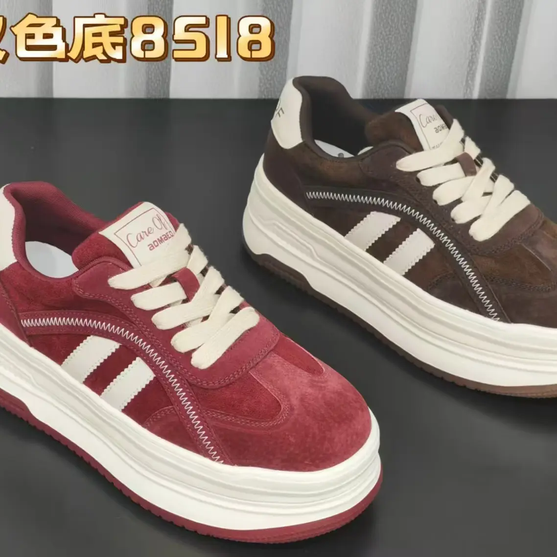 8518 冬季复古丑萌厚底德训女鞋（单里）