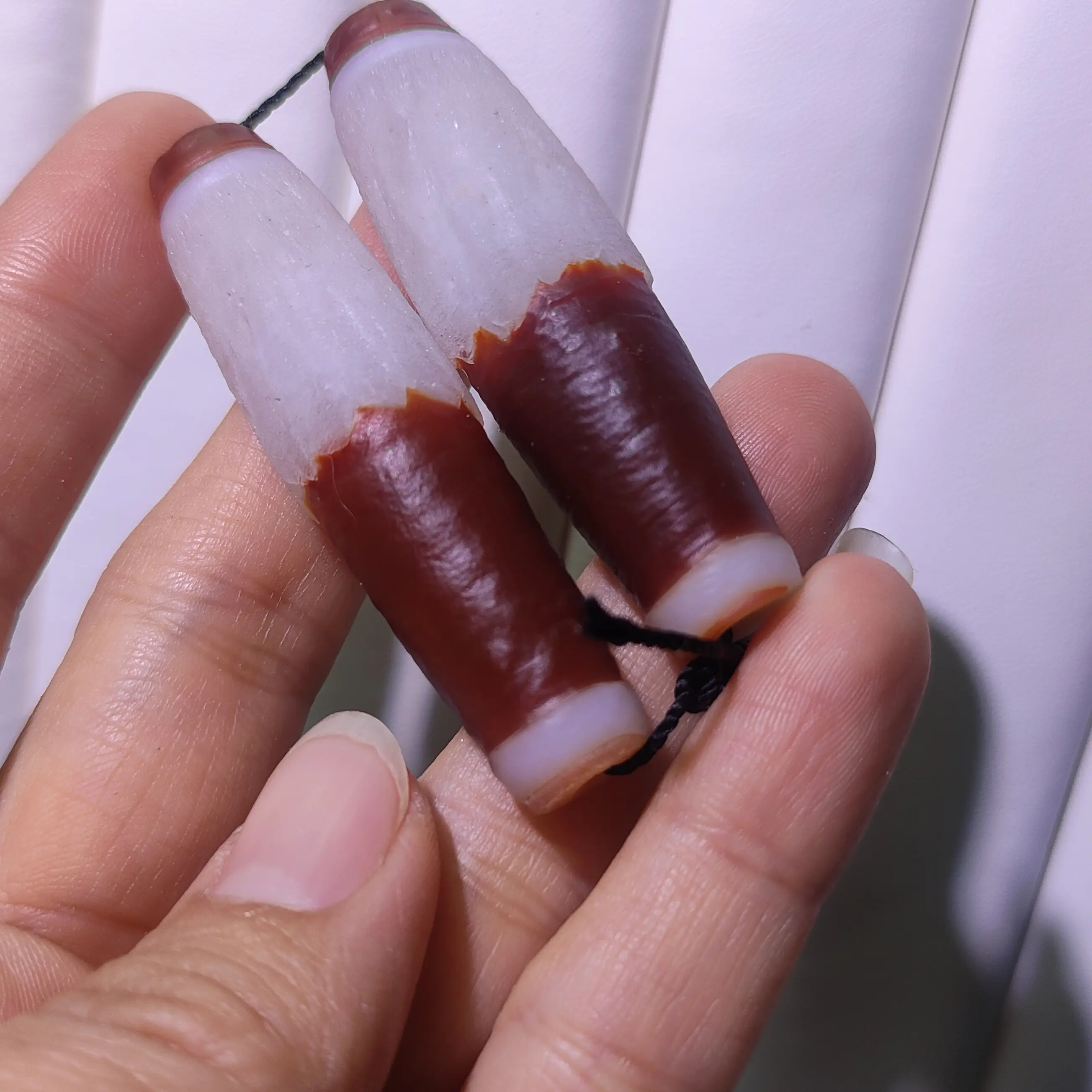 2颗缠丝玛瑙冰花玛瑙千层雪红冰糖同料象形图腾