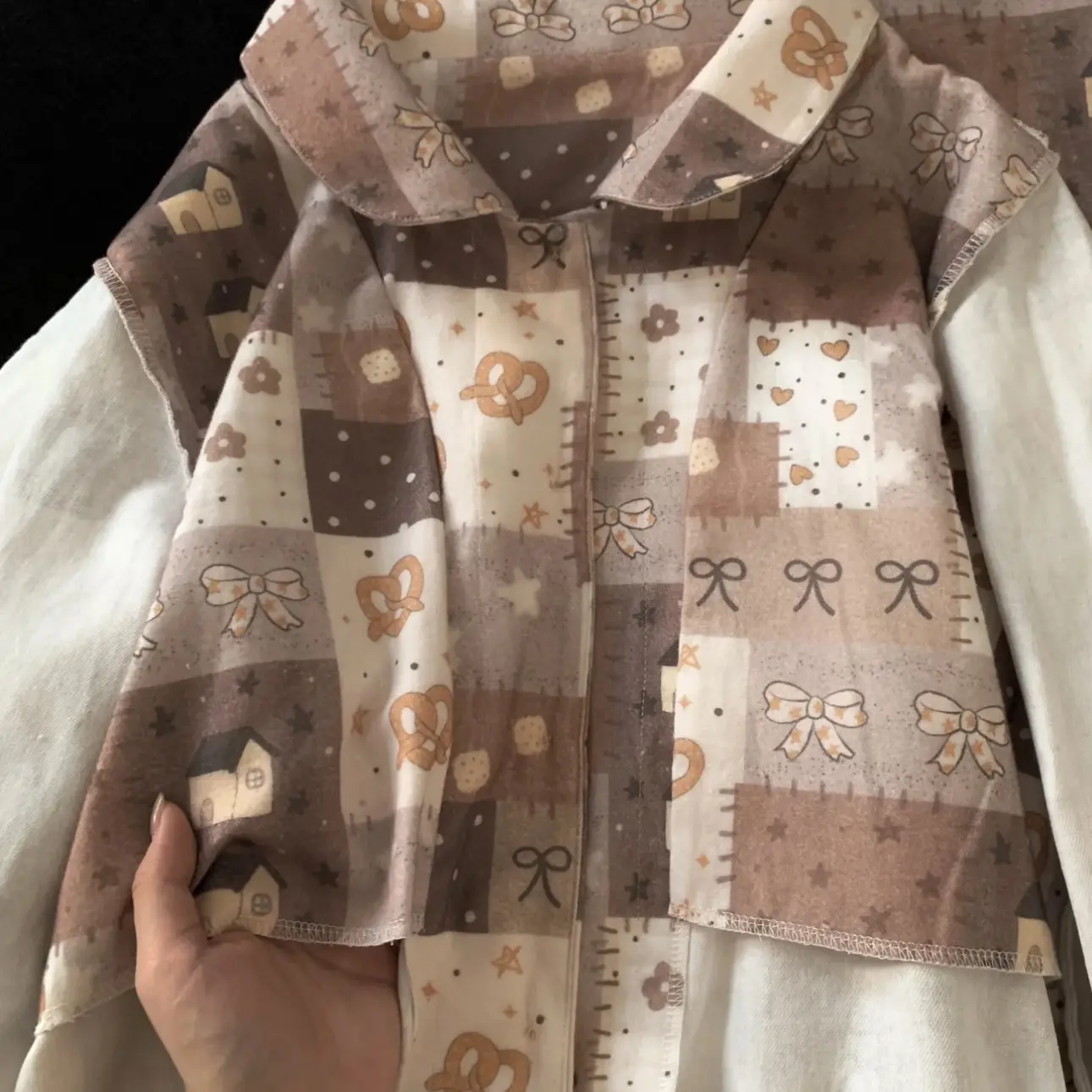 费尔岛风饼干长袖长裤开衫睡衣女秋冬季高级感家居服套装