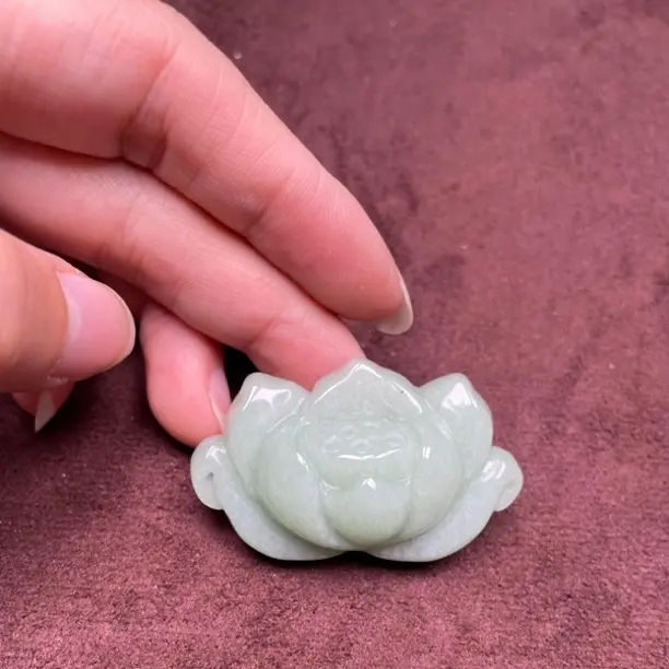 佘太翠莲花男女款立体荷花翠玉挂件花朵玉坠