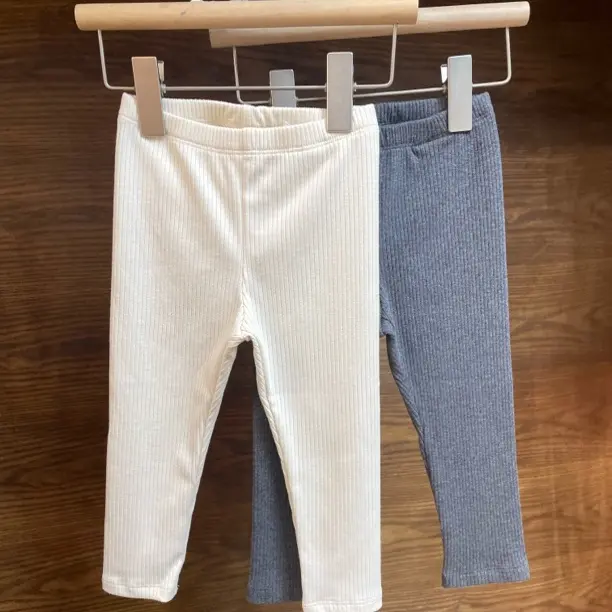 春秋儿童时尚摇粒绒拼接裤腿可爱森系打底裤