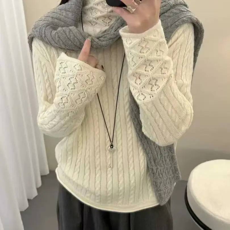 P&C studio 韩系温柔麻花半高领针织衫